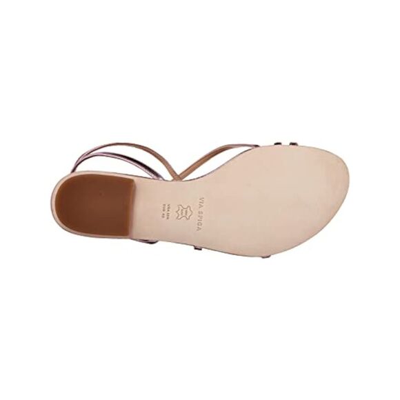 NWT VIA SPIGA Womens Pink Toe Loop Calandre Round Toe Leather Sandals 7.5 M